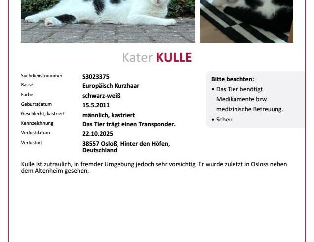 Kulle in Osloß vermisst